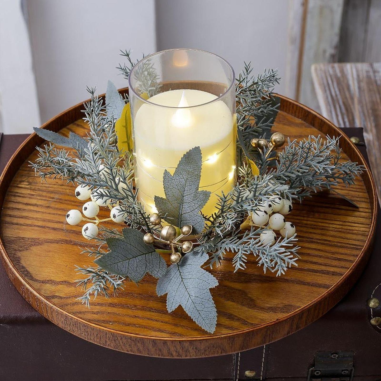Candle Holder Decor - 휴일 테이블 장식용 수제 인조 꽃
