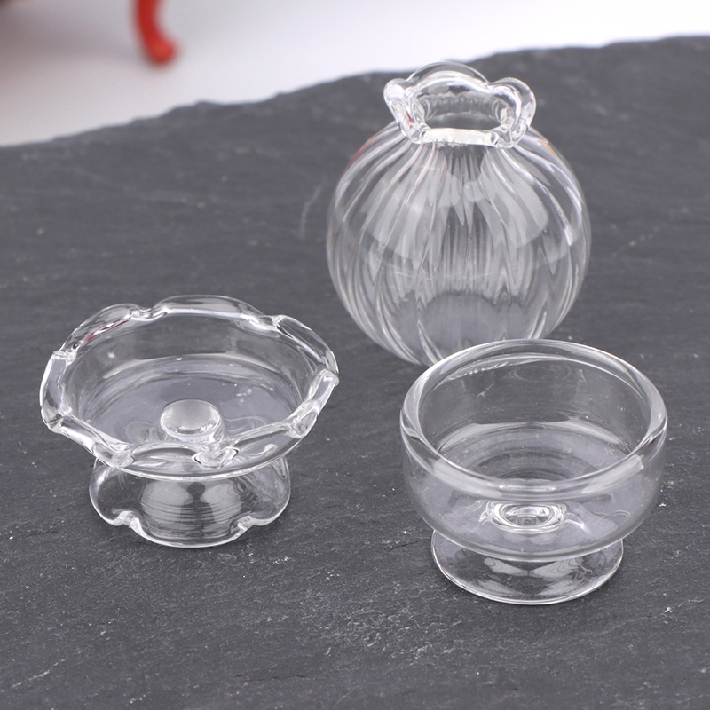 Vase Decor - 1:12 인형집 미니어처 유리 꽃병 디저트