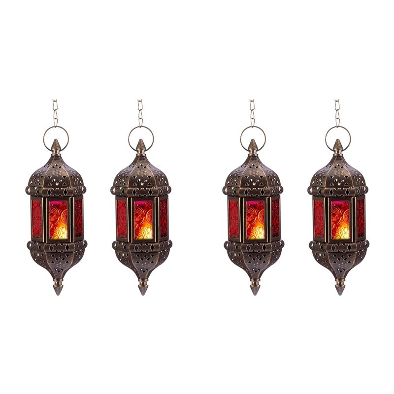 Candle Holder Decor - AB34-4, 4개 세트, 장식용 육각형 모로코풍