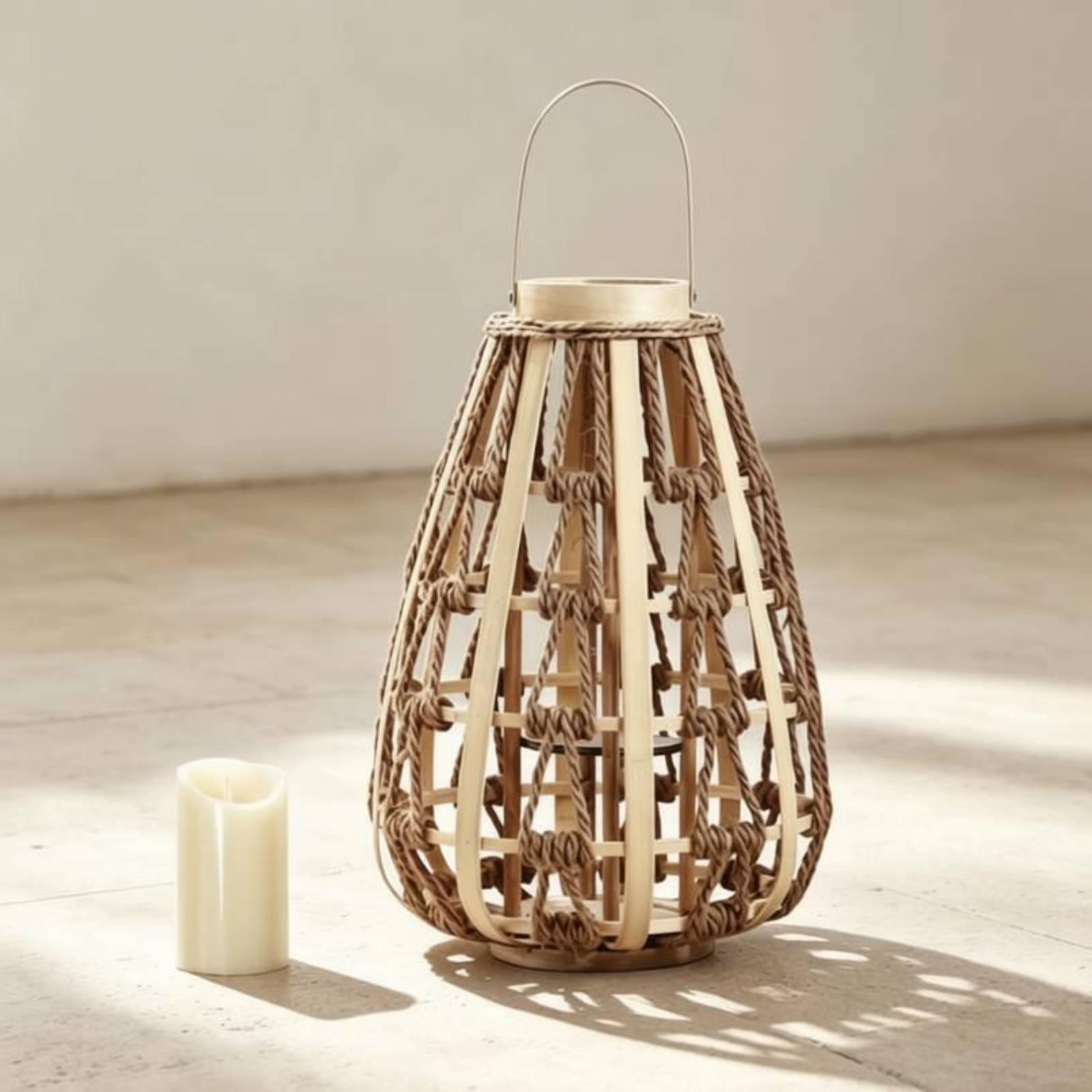 천연 나무 로프 랜턴 캔들 홀더 수제 눈물방울 디자인  - Candle Holder Decor 리뷰 및 가격