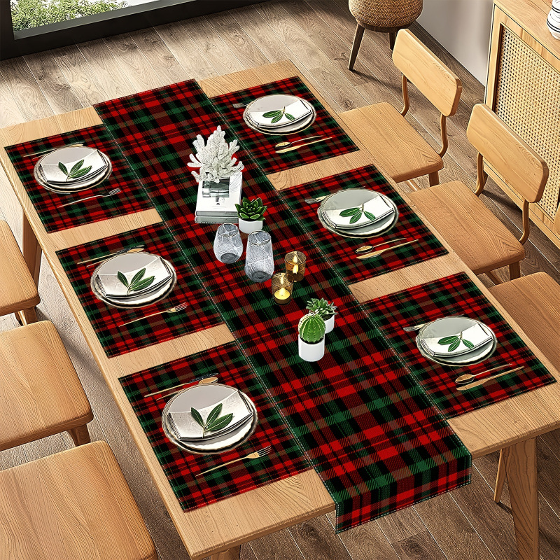 7피스 크리스마스 테이블 매트 및 테이블 러너 세트는  - Table Runner 리뷰 및 가격
