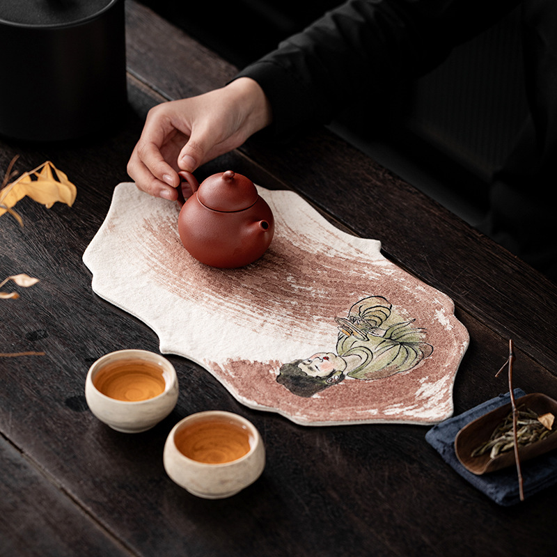 손으로 그린 감색을 입힌 젠 스타일의 방수 티 매트,  - Table Runner 리뷰 및 가격