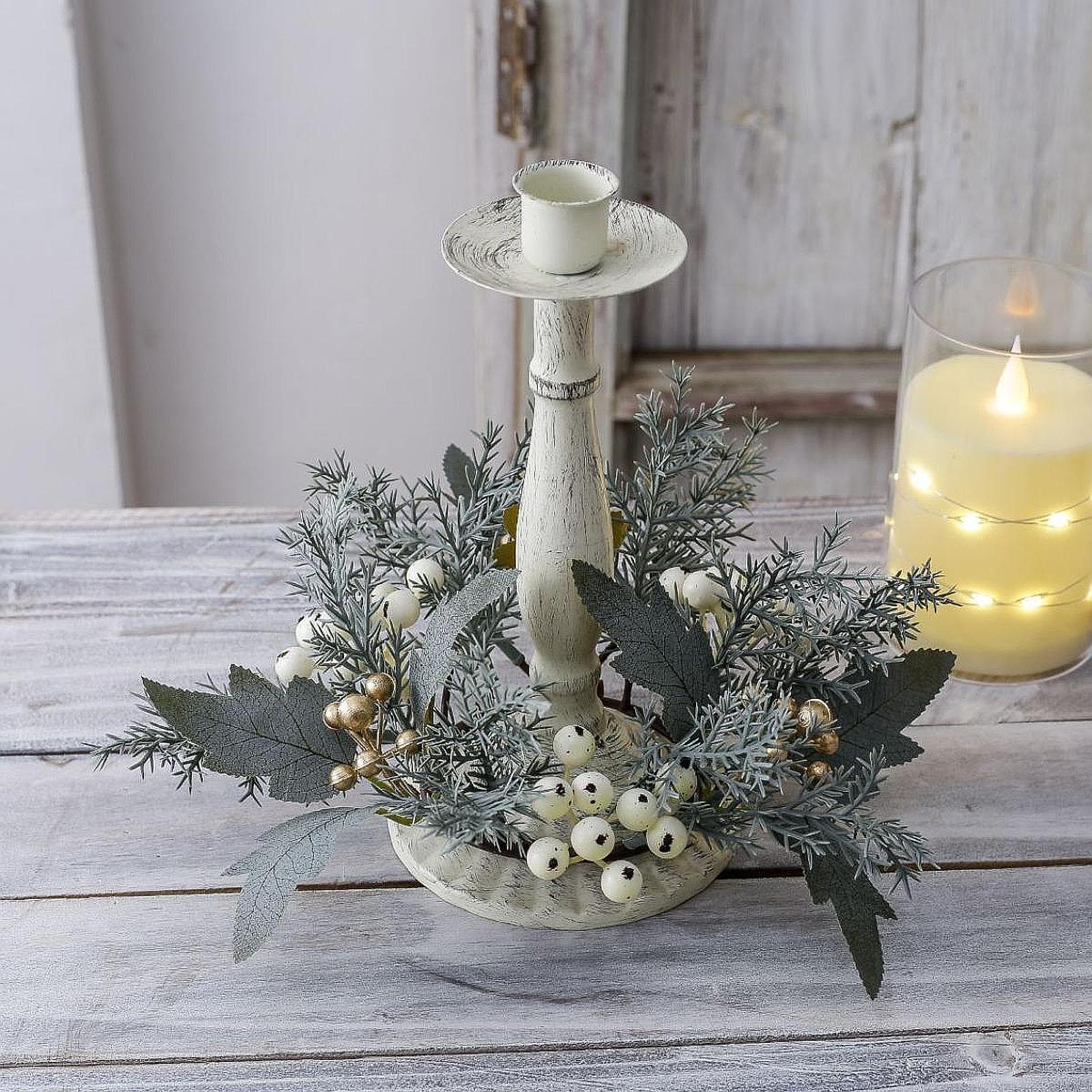 휴일 테이블 장식용 수제 인조 꽃 캔들 화환, 캔들 홀 - Candle Holder Decor 리뷰 및 가격