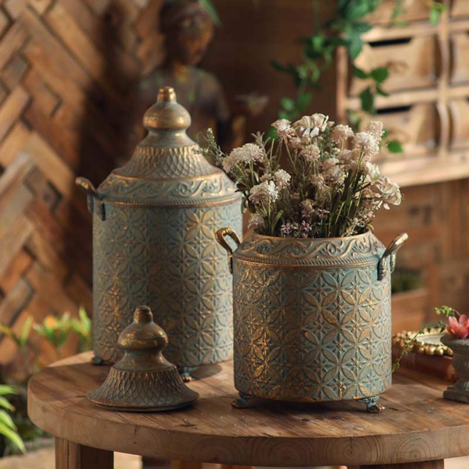 파티나 마감 금속 장식용 화병 컨테이너 대형 빈티지 유 - Vase Decor 리뷰 및 가격