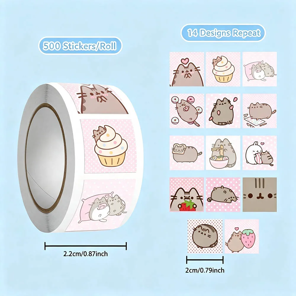 후우 500개입 푸쉰 만화 고양이 롤 스티커, 방수 기 - Wall Sticker 리뷰 및 가격