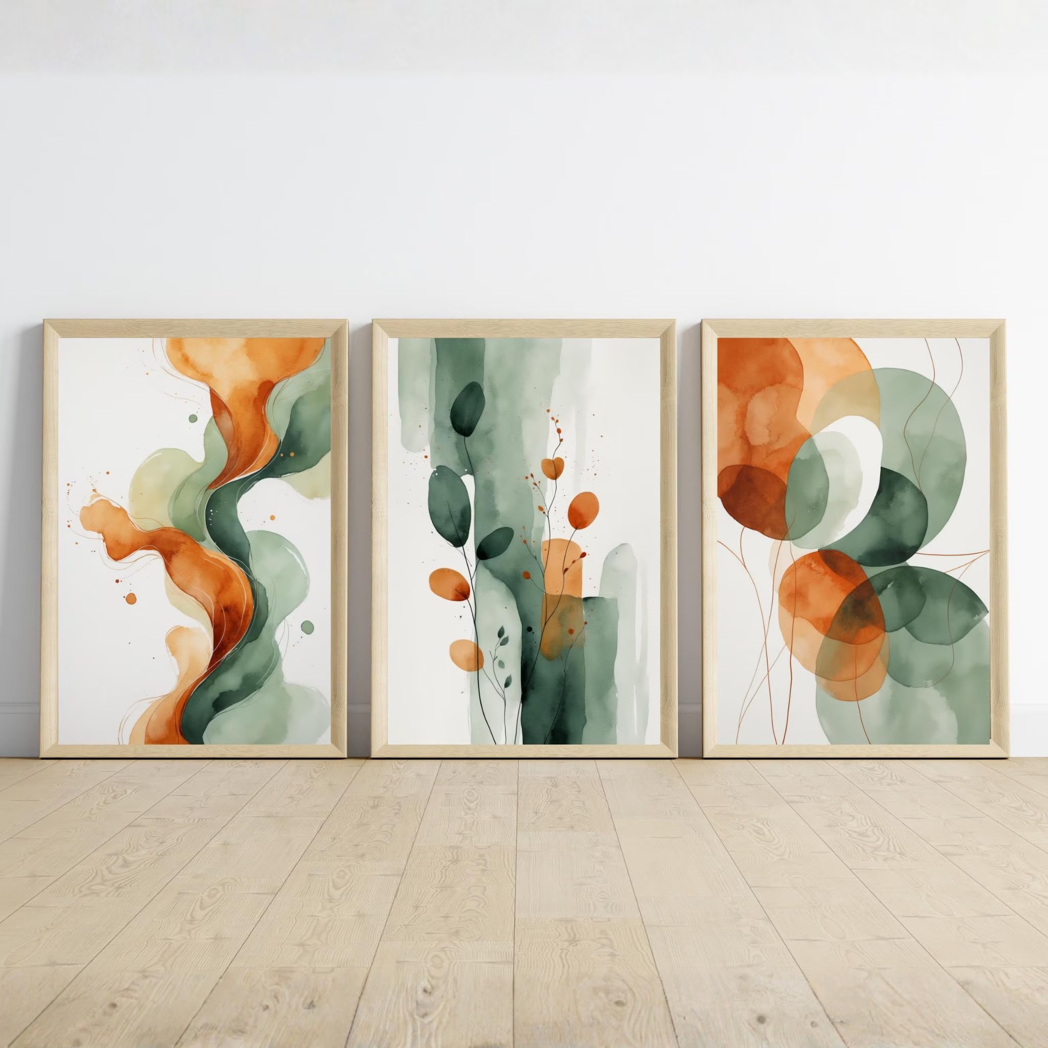 프레임리스 3종 세트 추상 벽 예술 프린트 번트 오렌지 - Abstract Canvas Set 리뷰 및 가격