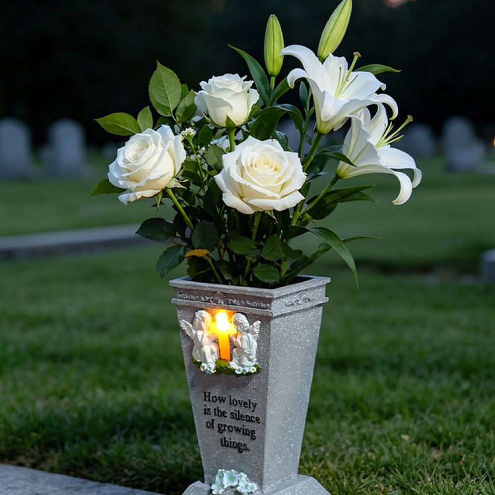 수지 재질의 태양 십자가 천사 장식, 묘지용 꽃병, 야 - Vase Decor 리뷰 및 가격