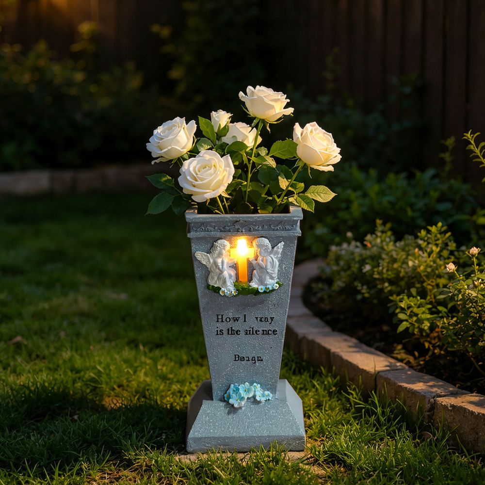 레진 소재의 태양 십자가 모양 묘지용 꽃병, LED 야 - Vase Decor 리뷰 및 가격