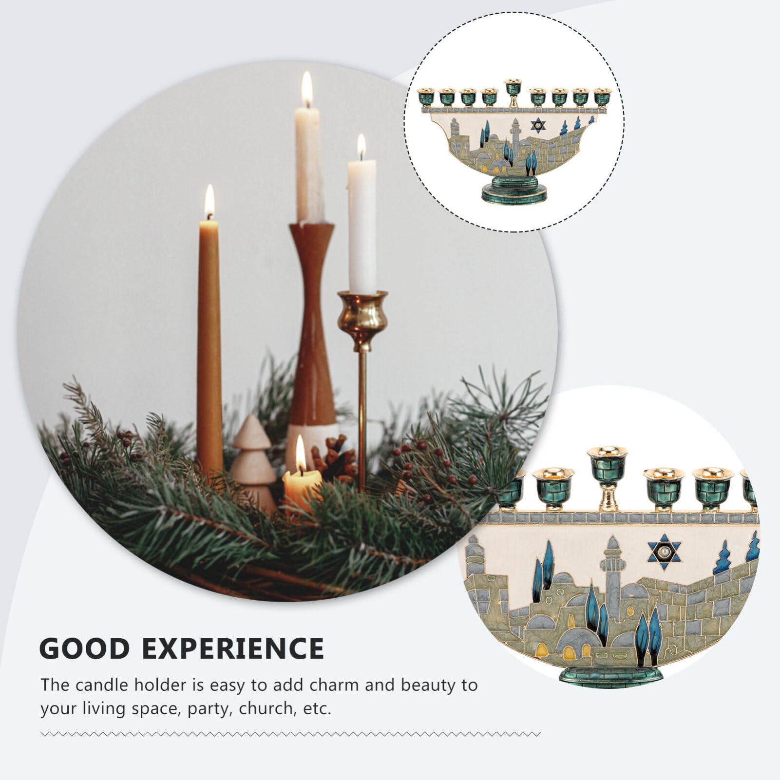 예루살렘 메노라 하누카 촛대 9개 갈래 에나멜 유대교  - Candle Holder Decor 리뷰 및 가격