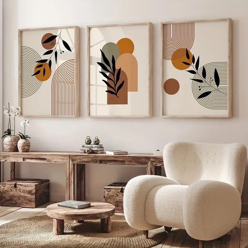 3개 보헤미안 스타일 식물 기하학적 추상 포스터, 레트 - Abstract Canvas Set 리뷰 및 가격