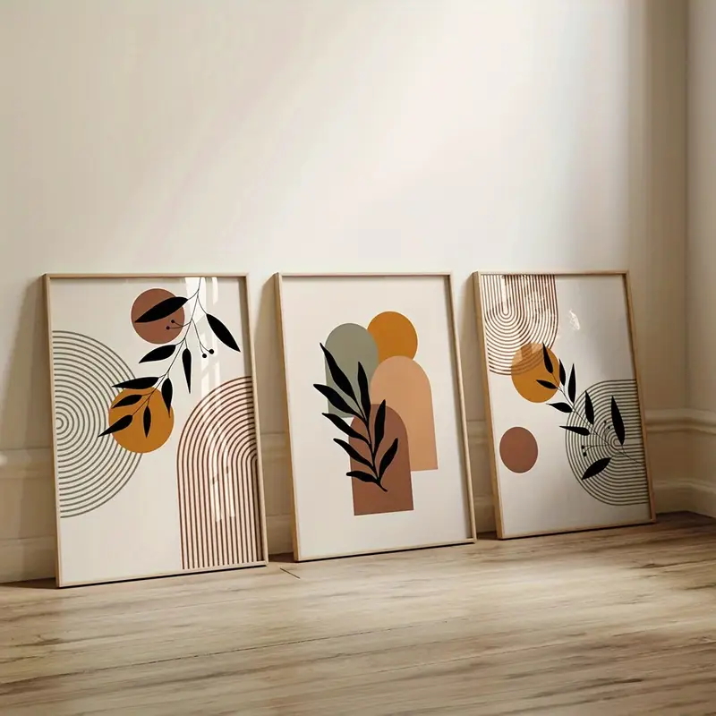 3개 보헤미안 스타일 식물 기하학적 추상 포스터, 레트 - Abstract Canvas Set 리뷰 및 가격